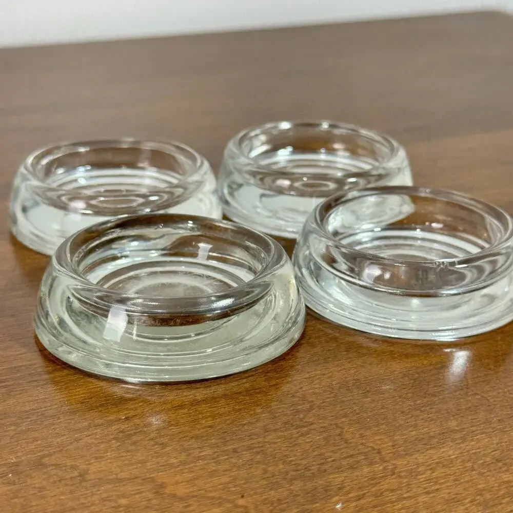 Vintage Clear Thick Glass Furniture Coasters Caster Crystal Rock Holders